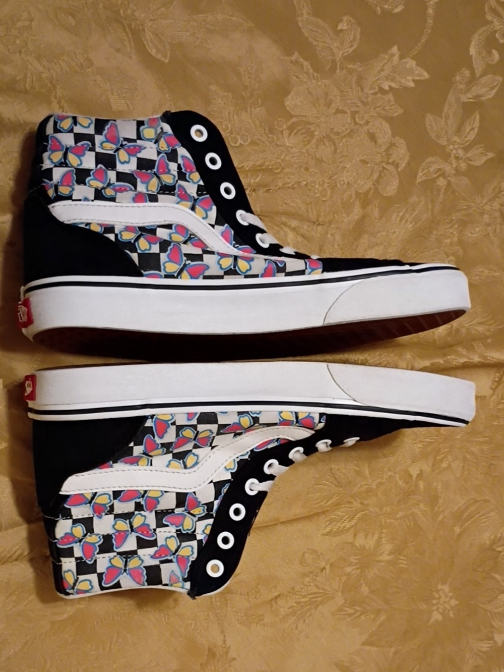 VANS Black High-Top with Colorful Butterfly'sHeart Pattern Women's 9.0 Men's 7.5 - Picture 5 of 9